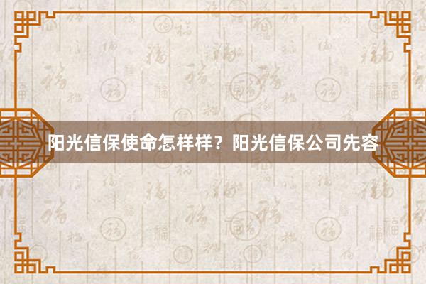 阳光信保使命怎样样？阳光信保公司先容