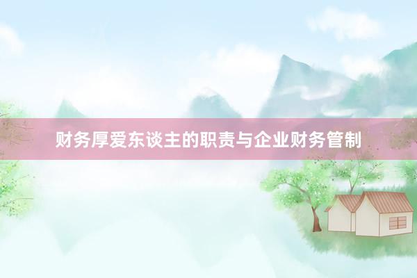 财务厚爱东谈主的职责与企业财务管制